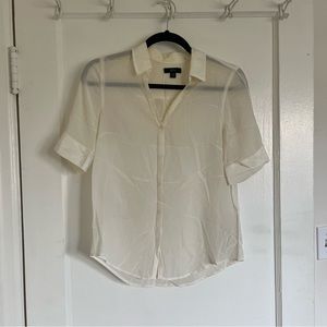 J CREW / XXS / WHITE SILK BUTTON UP